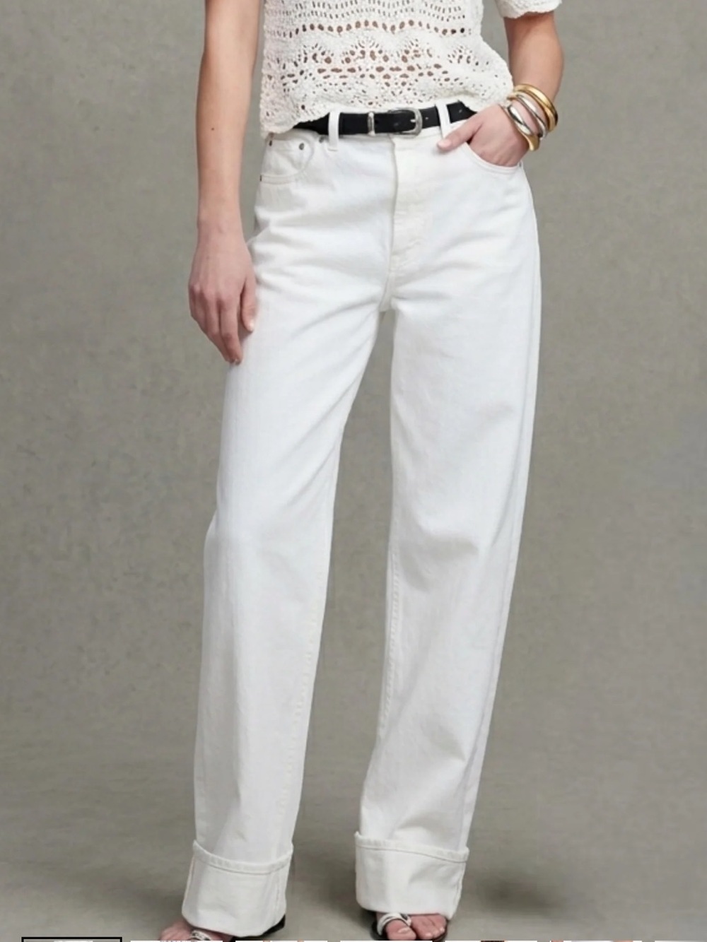 Madewell Low Slung Baggy Jeans Pure White Rigid Wide Leg Relaxed Size 30 NWT - Picture 2 of 16